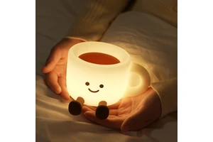 Cute Coffee Cup Shaped Night Light Rechargeable Portable Bedside Sleep Lamp Relieve Stress Soft Ambient Light for Bedroom