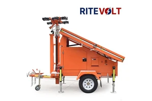 Renewable Energy Solar LED Lighting Trailer With 6*100W Panels For Garden & Road Public Facility Use