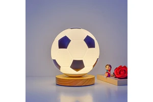 European Cup LED Touch Control Dimmable Night Light Table Lamp High-End Wood Bedside Decor Bedroom Study Modern Football High