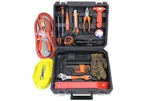 Powerlift 23Pcs Automotive Multifunction Tool Kit High Carbon Steel Hard Case Emergency Roadside Repair Warning Triangle Hammer