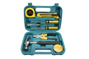 9 in 1 Hand Tool Kit Set Repair Tool Screwdriver Hammer Pliers with Storage Case