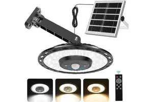 Shingel 5 Modes Solar Power Lights Indoor Outdoor Motion Sensor Solar Shed Light with Remote for Barn Gazebo Yard Garage