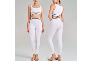 FH 2 Piece Set Custom Premium Cutout Back Yoga Set Women Halter Neck Tight Fit Quick Dry Workout High Intensity Athletic Sports