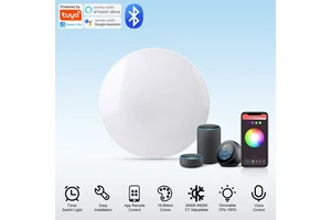CANMEIJIA 24W RGB LED Ceiling Light Switch Control Modern Design Black Frame 30cm Three-Proof for Bedroom/Kitchen/Living Room