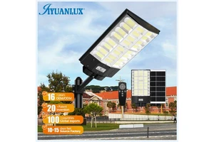 S21 Solar Street Light With Time and Light Control 72-240 LEDs Long Runtime and IP65 Weatherproof Housing