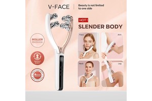 V-Shaped Face Contour Massager EMS Microcurrent Roller with LED Light Multi-Purpose Beauty Tool for Daily Skin Care