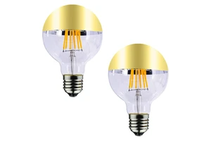 220V LED Mirror Bulb G80 G95 G125 Reflect Shadow Light with Half Chrome Half Gold Filament E26 Base for Residential AC/DC Supply