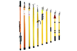IR-235 High Voltage Fiberglass Insulated 5M 10M Electric Telescopic Triangle Hot Stick Rod