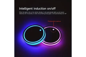 LED Car Cup Holder Light with Multiple Color Changes Rechargeable Waterproof and Anti slip Coaster, Indoor Atmosphere Light 1PCS