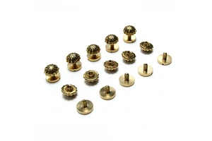 Custom Metal Durable Waterproof Copper Classic Decorative Chicago Screw Flower Rivet 10mm For Dogs And Cats Pet Collar