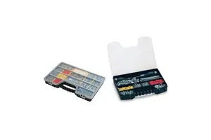 TTAKE Plastic Portable Tool Box 24 Compartments 51x33x6 Cm Black Latch Closure 20L Capacity Storage for Tools and Hardware