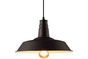 Zhongshan Wholesale Industrial Wide Barn Shade Pendant Lamp Black White E27 Single Hanging Light For Bar Garage Restaurant