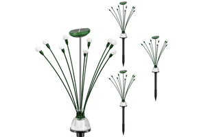 New Recommend Led Solar Powered Wind-powered Swaying Firefly Lamp Landscape Garden Outdoor Firework 2 in 1 Solar Garden Light
