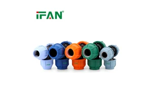 IFAN Customized PP Compression Pipe Fittings 20-110mm PE Tube Connector Threaded Elbow Coupling Plumbing Hdpe Fittings