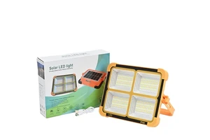 Outdoor Garden Rechargeable Solar LED Flood Lights 4-Lamp Head IP66 Rated Remote Control Waterproof ABS Portable Emergency Light