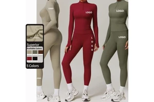 Women's 2025 Sports Bodysuits Jumpsuits Long Sleeve Top Yoga Set Activewear Clothing For Athletics Fitness Gym Fitness 2 Piece