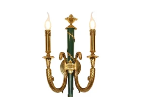 Copper Pole Wall Lamp Stations of the Cross Decoration Hotel Villa Corridor Light with Fabric Lampshade Motif Brass Wall Lights