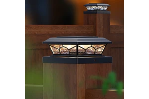 Solar Post Fence Light Shed Gutter Lamp Garden LED Warm White IP44 Waterproof Pillar Light with 360 Beam Angle