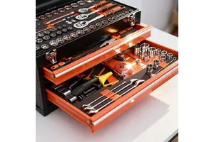 High Quality Heavy Duty Three-Drawer Portable Hard Case Home Use Tool Box Set 408-Piece Ratchet Hand Tools OEM Chrome Vanadium