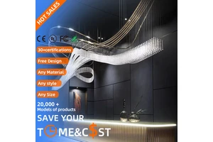 Minimalist New Crystal Horizontal Pendant Light Silk Ribbon Style Glass Cloud Lamps for Mall Event Hall Chandelier Decoration