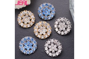 Customizable DIY Shirt Buttons Zinc Alloy Metal Construction Embedded Eco-Friendly Rhinestones Machine Washable Round Design