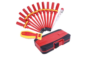 Electrician Repair 13pcs 1000V Changeable VDE Insulated Screwdrivers Set with Magnetic Slotted Bits Hand Tool Kit
