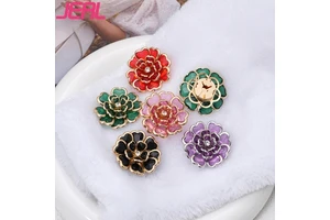 Factory Wholesale 38MM Luxury Flower Cufflinks High-end Metal Button Cover Decorative Buttons Cufflinks For Clothing Accessories