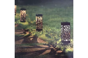Outdoor IP65 Waterproof Street Lantern Spotlights Lighting Warm White Solar Lawn LED Hollow Square Garden Light Lamp