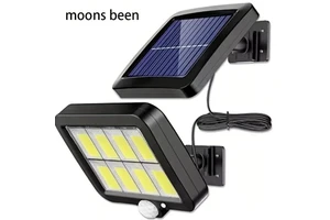 160 COB LED Split Solar Motion Sensor Wall Light 3 Modes Adjustable Panel 16.4FT Cable for Garage Patio Garden Security Lighting