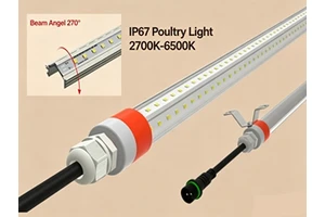 Barn Lights T8 IP67 Horizontal Hanging 0-100% Dimming Red+White Switchable Chicken Light