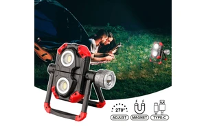 Rechargeable COB Folding Work Light Magnetic Base Portable Flood Lamp 360° Rotating Stand Emergency Car Repair Garage Inspection