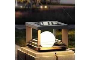 Solar LED Wall Lamp with Iron Frame for Villa & Landscape Post Top Lantern Decoration for Door Pole Pearl Wall Solar Post Lights