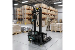 Light Duty Mini Electric Stacker Adjustable Forks Legs Compact Pallet Stacker For Truck Loading Unloading 300KG 1.6M