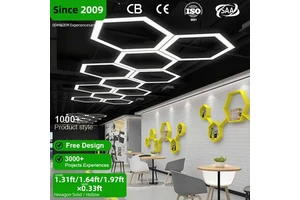 Led Hanging Hexagonal Round square Y-shaped Ring Pendant Light Office Special-shaped Linear Lamp