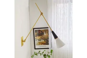 Crossborder wall lamp American retro brass long-arm folding designer background for the living room dining and