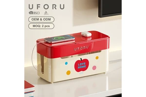 UFORU Multifunctional Plastic Custom Container With Wheels For Charger Plate Office Organizer Wire Charging Cable Storage Box