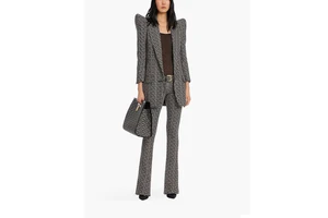 Spring Back Pattern Pants Set Long Sleeve Long Shoulder Shrug Two-piece Suit Jacket