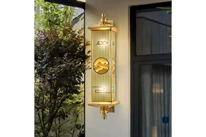Hotel Indoor or Outdoor Brass Glass Decoration Garden Luxury Wall Lamp Home Outdoor Solar Wall Light