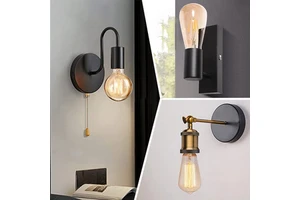 Industrial Retro Style Black Metal Wall Lamp LED Light for Restaurant Bar Balcony Corridor Staircase Aisle Single Head Design