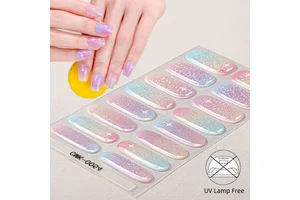 Trendy Non Toxic Semi Cured Gel Nail Strips UV Free Air Dry Thick Gel Texture Glossy Nail Wraps For Home Salon DIY