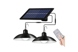 Shinedo 1/2 Head Outdoor LED Hanging IP65 Solar Shed Lighting Pendant Light Garden Solar Lights Indoor With Remote Control