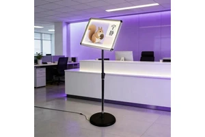 Aluminum LED Lighted Sign Stand With Snap-In Panel For Easy Content Change At Exhibition Booths And Events
