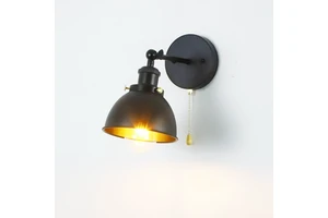 Cross-Border American Country Retro Semi-Circular Turning Wall Lamp, Ironwork Bar and Restaurant Pull Cord Switch