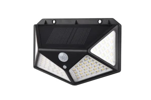 Foxhawk YX-100 IP65 Waterproof LED Infrared Body Sensing Solar Polycarbonate Diffuser Street Outdoor Black Wireless Wall Lamp