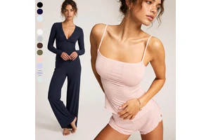 Huili Manufacturer Lightweight Solid Color Pajama Set Shorts And Top Set Custom Loungewear Women Sets
