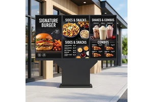 Outdoor Drive-Thru System LCD 4K Menu Board Digital Signage Display Waterproof IP66 3000 Nit Brightness Commercial Shopping Mall