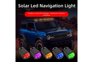 Solar-powered 3-LED Modified Wiring-free Strobe Lights For Trucks, Pickup Trucks And Off-road Vehicle Roof Marker Lights