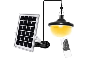 3 Modes 56LED Solar Shed Sensor Light Remote Control Hanging Solar Lamp Brightness Adjustable Outdoor Pendant Light for Barn