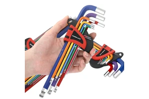 RIDERACE 9Pcs Bicycle Inner Hexagonal Wrench S2 CR-V Steel Colorful Flat Ball Opening Bike Hex Key Set 1.5/2/2.5/3/4/5/6/8/10mm