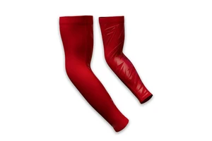 Red Compression Arm Sleeves With Geometric Embossed Pattern UPF50+ Polyester Men's Sports Sleeve